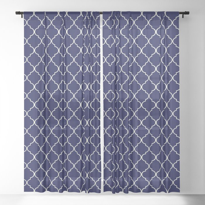 Quatrefoil Moonlight Blue Sheer Curtain