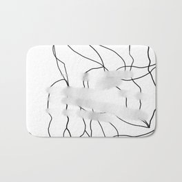 Minimalist Modern  Lines Bath Mat | Reduced, Abstract, Nadezdakravcenko, Line, Scribbled Lines, Art, Minimalist, White Black, Simple, Grey 