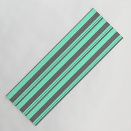 [ Thumbnail: Aquamarine & Dim Gray Colored Lines Pattern Yoga Mat ]