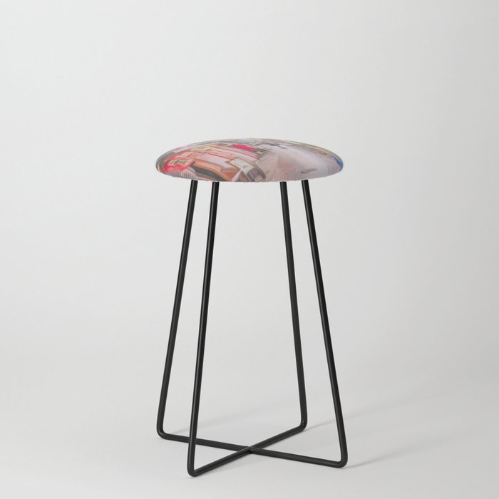 Japan Street Oil Painting Counter Stool