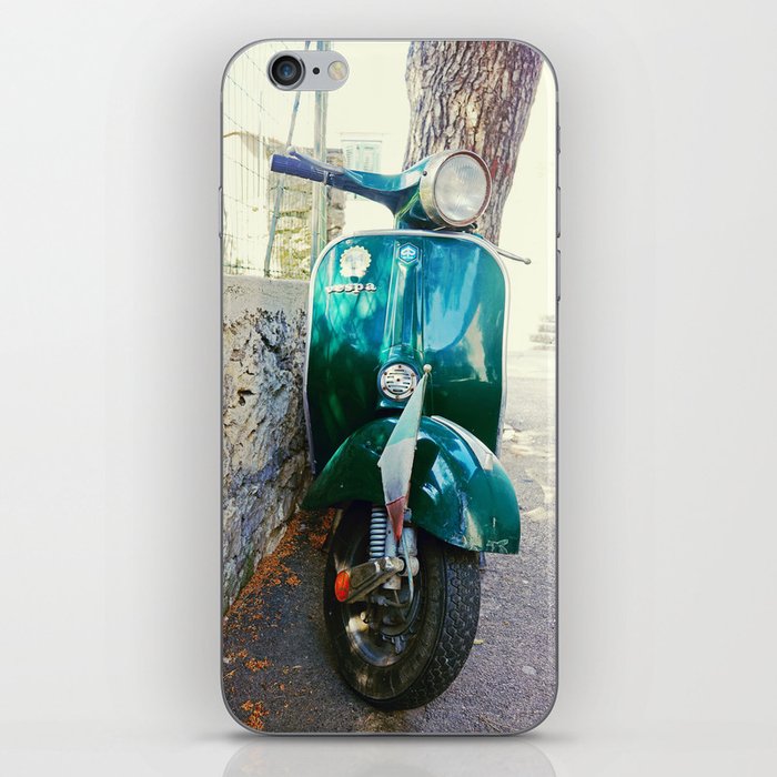 Italian Scooter | Vintage Motorcycle in Europe Photo | Travel Photography iPhone Skin