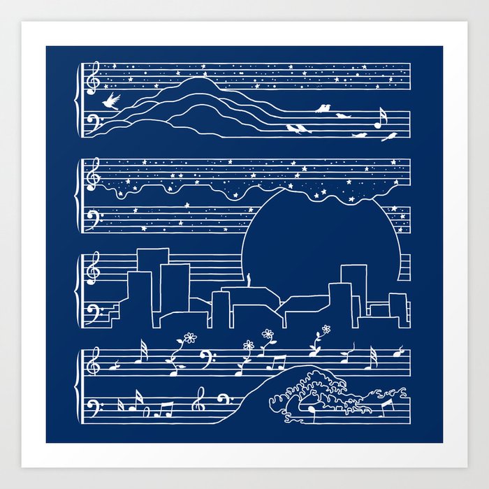 The Moonlight Sonata Blue Art Print
