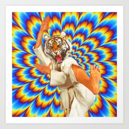 Fighting Tiger - Optical illusion  Art Print