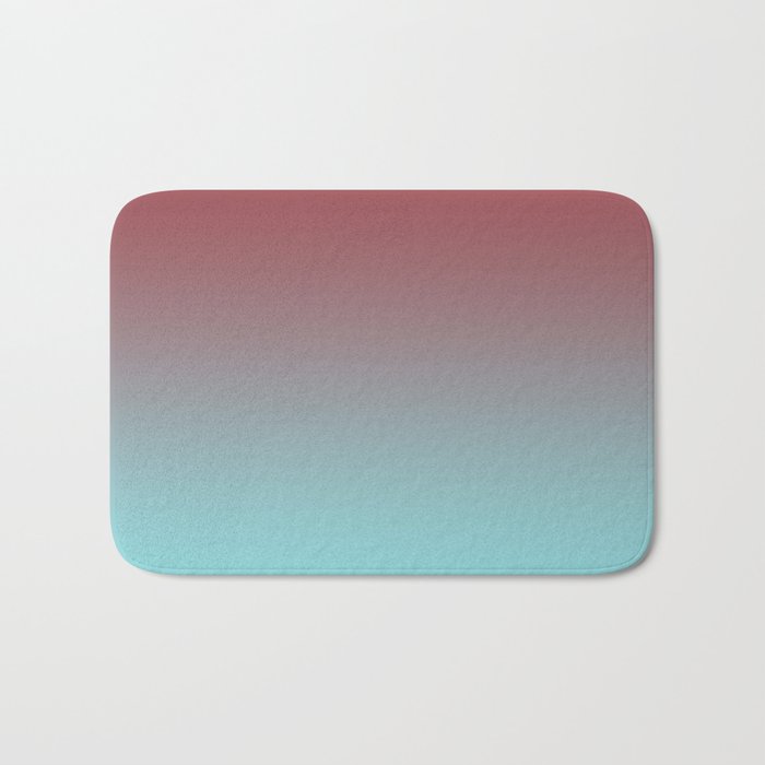 Red and Pastel Blue Gradient Ombre Fading Blend 2021 Color of the Year Passionate & Breezy Aqua Bath Mat