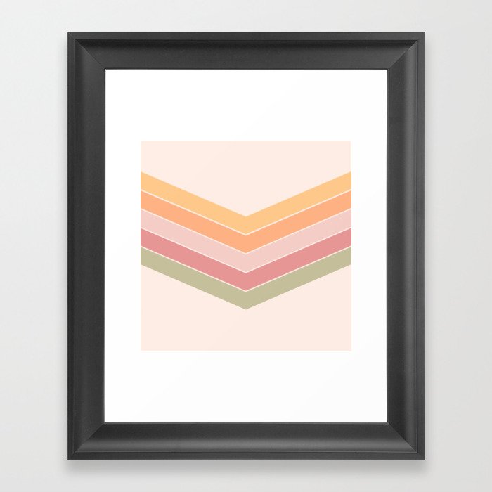 V - Pastel Minimalistic Colorful Retro Stripe Art Pattern Framed Art Print