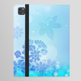 Blue background with leaves and bubbles iPad Folio Case