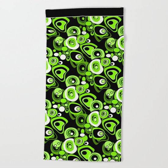 Abstract pattern black and green background . Beach Towel