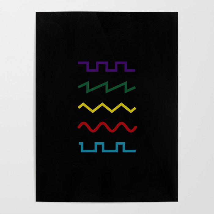 Colourful waveforms - Music production Poster