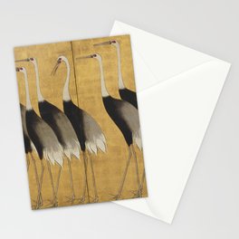 Red Crowned Cranes Vintage Japanese Nature Art Stationery Card