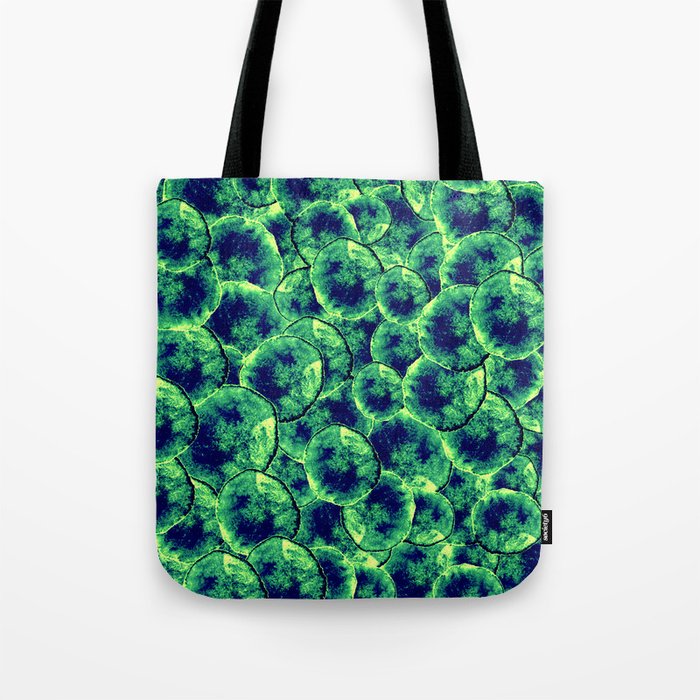 Lime & Navy Watercolor Cells Tote Bag