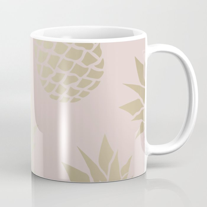 Glam, Pineapple Art, Pink Aesthetic with Gold Coffee Mug