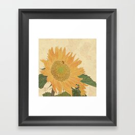 Sunflower and Bee Framed Art Print