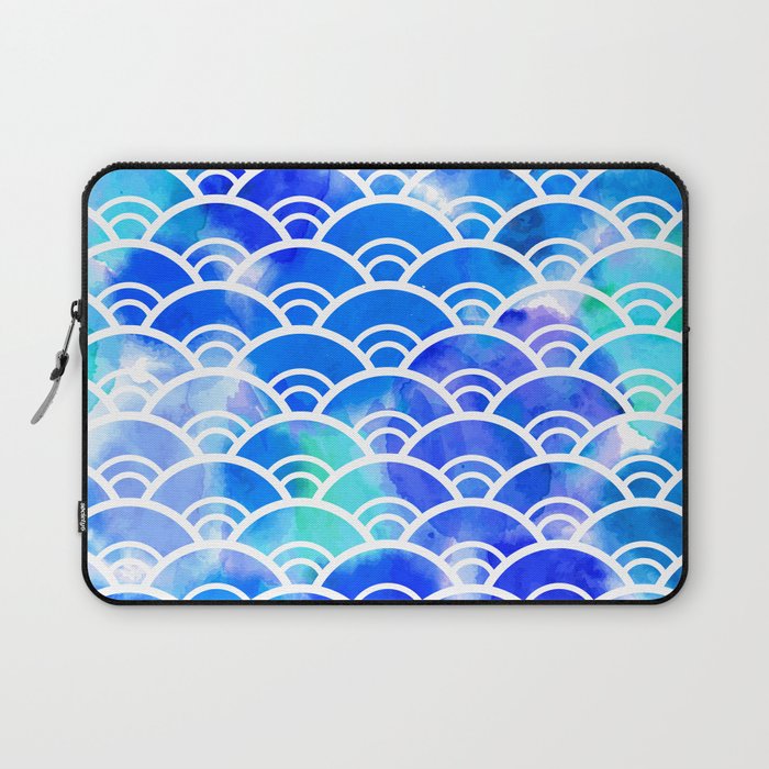 Seigaiha Literally Means Wave Of The Sea Seamless Pattern Abstract Scales Simple Nature Background Laptop Sleeve By Ekaterinap