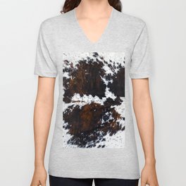 Spotty luxurious cowhide V Neck T Shirt