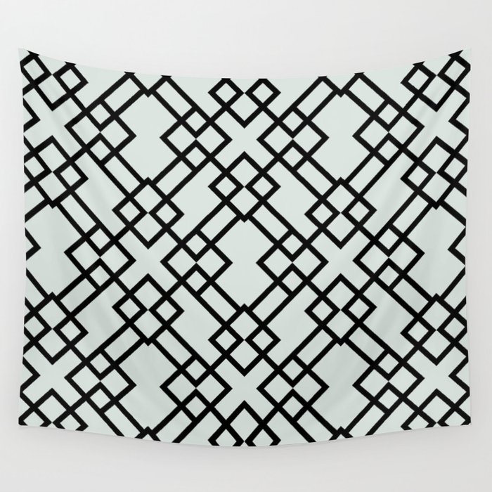 Black and Blue Gray Minimal Line Art Pattern Pairs DV 2022 Popular Colour Mellow Blue 0468 Wall Tapestry