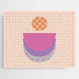 Midcentury Plaid Pastel Abstract Jigsaw Puzzle