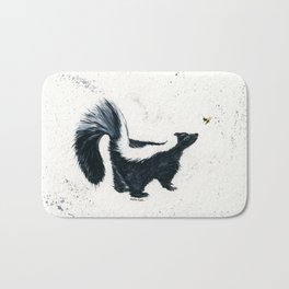 Curious Skunk - animal watercolor painting Bath Mat