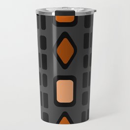 Retro Diamonds Rectangles Black Orange Travel Mug
