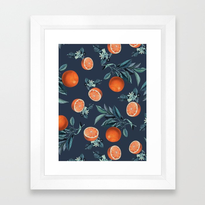 Lemon and Leaf Pattern VI Framed Art Print