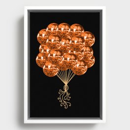 Seventies Metallic Orange Disco Ball Balloons Framed Canvas
