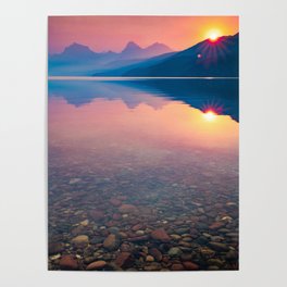 Lake McDonald Mountain Sunrise - Glacier National Park Montana Poster