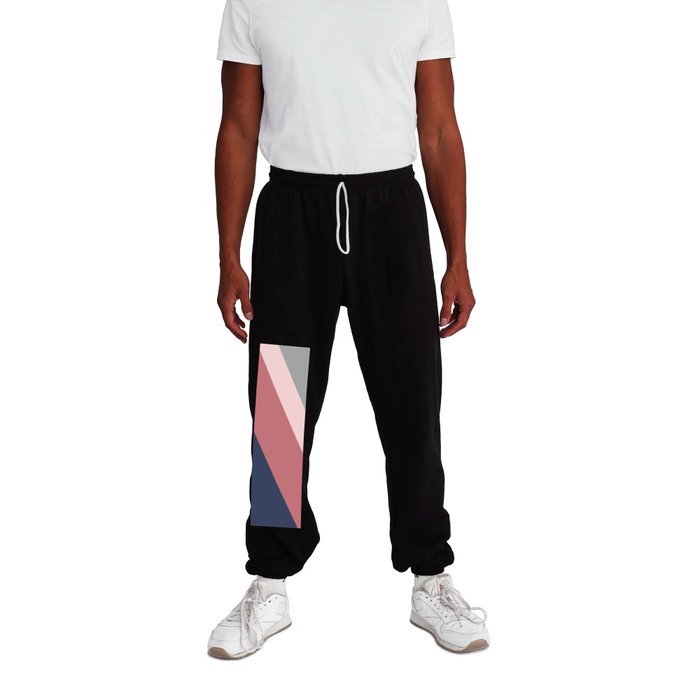 Blue, gray and pink stripes Sweatpants
