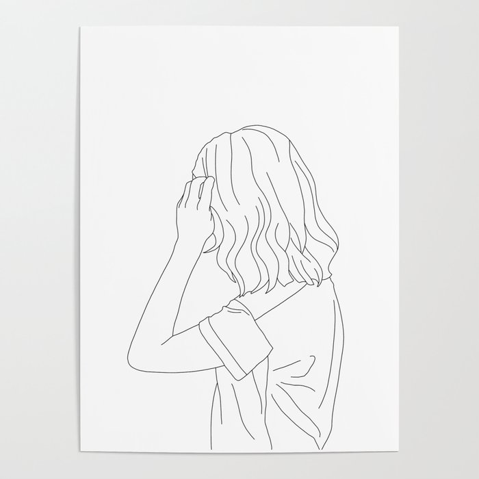 Fashion illustration line drawing - Cain Poster