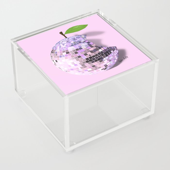 Disco apple pink- pink background Acrylic Box
