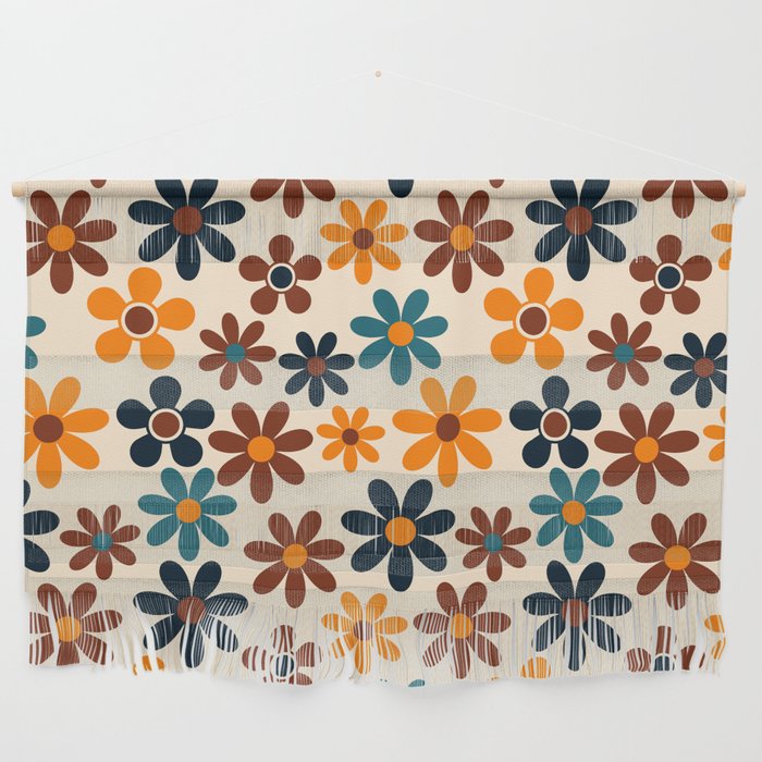 Mid Century Multicolor Abstract Floral Pattern - Retro colors Wall Hanging