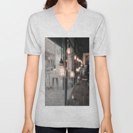 Romantic Street Lights V Neck T Shirt