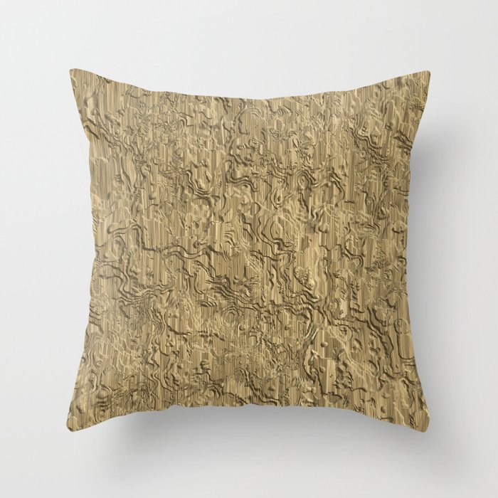 Grunge light brown engraved wood board Throw Pillow