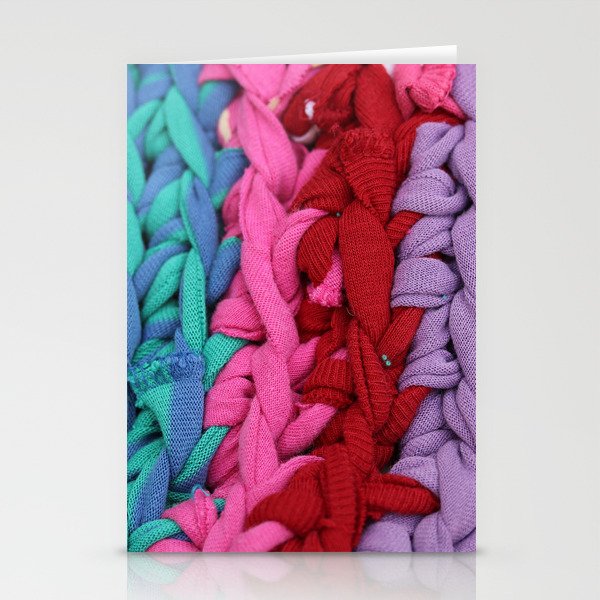 Striped Knitted Rag Rug Blue Pink Stationery Cards By Poppyshome Striped Knitted Rag Rug Blue Pink Stationery Cards