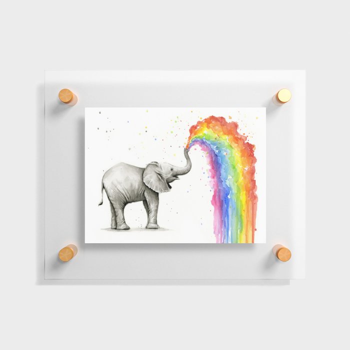 Rainbow Baby Elephant Floating Acrylic Print