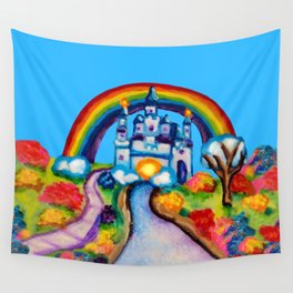Castle Fantasy Floral Rainbow Landscape Wall Tapestry