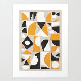 Abstract geometric art in yellow and black Art Print