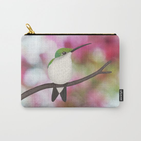 ruby throated hummingbird - female on pink bokeh Carry-All Pouch