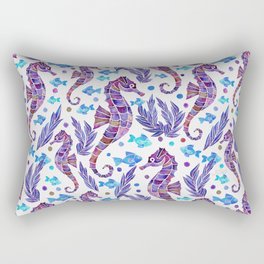 Seahorse Watercolor Pattern - Purple & Blue Rectangular Pillow