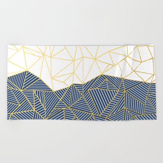 Ab Half and Half Navy Gold Beach Towel