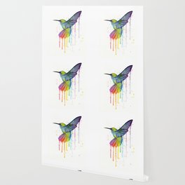 Hummingbird Rainbow Watercolor Wallpaper