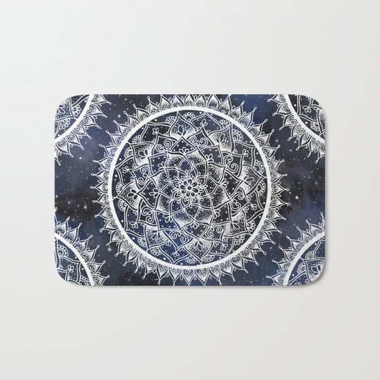 White Nebula Mandala Bath Mat