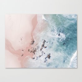 Aerial Beach Print - Pink Sand Beach - Ocean -  Sea Travel photography - Original Sea Bliss Canvas Print