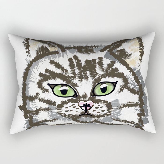 Expressive Sitting Cat Pose Illustration.  Rectangular Pillow