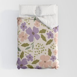 Very Peri Retro Spring Flowers Garden Meadow Duvet Cover