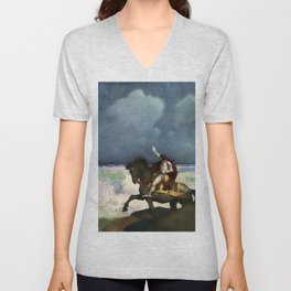 “Sir Percival Came Unto the Brim” by NC Wyeth V Neck T Shirt