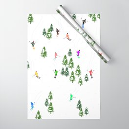 ⭐⭐⭐⭐⭐ Retro Alpine Skiers Illustration I - Skiing - Ski resort fun Wrapping Paper