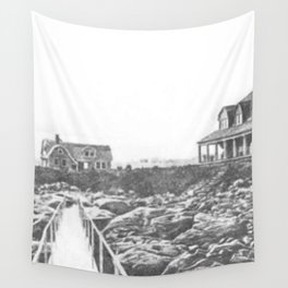 1895 Windswept Black Point Mansion, Scarborough Beach, Narragansett, Rhode Island Then & Now Wall Tapestry
