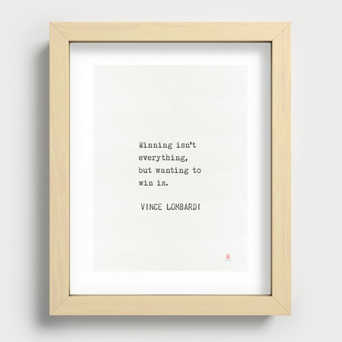 Vince Lombardi quote Recessed Framed Print