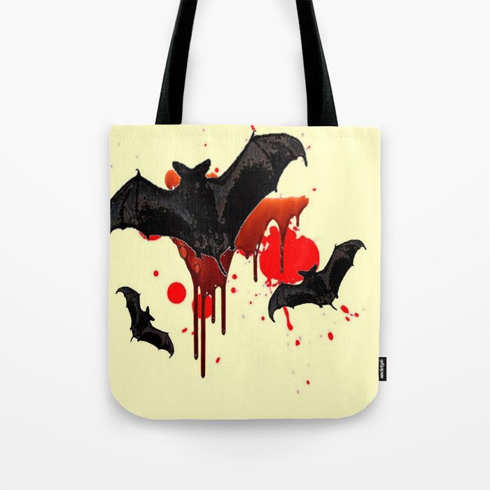 DECORATIVE FLYING BLACK BATS & HALLOWEEN BLOODY ART Tote Bag