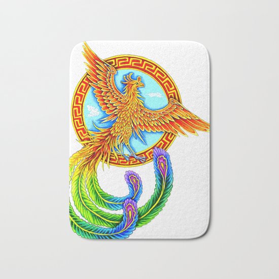 Chinese Vermilion Bird Bath Mat