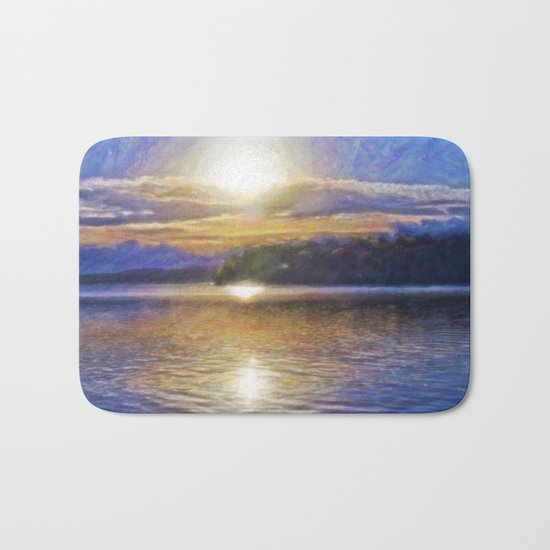 Sun Rising Over Lake - Art Edit Bath Mat